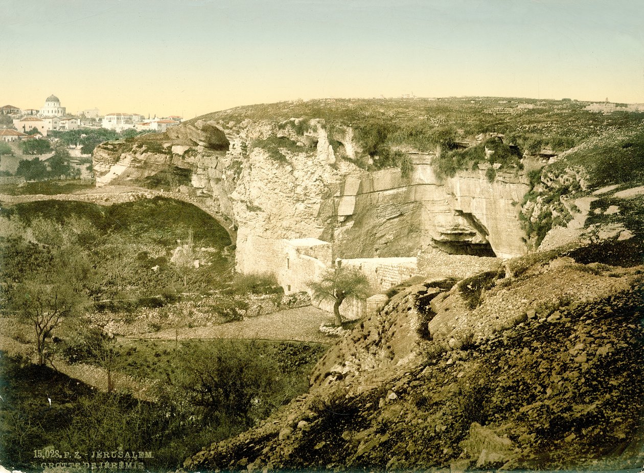 Jeremiahs Grotto, Jerusalem, ca 1880-1900 (fotokrom) av Swiss Photographer