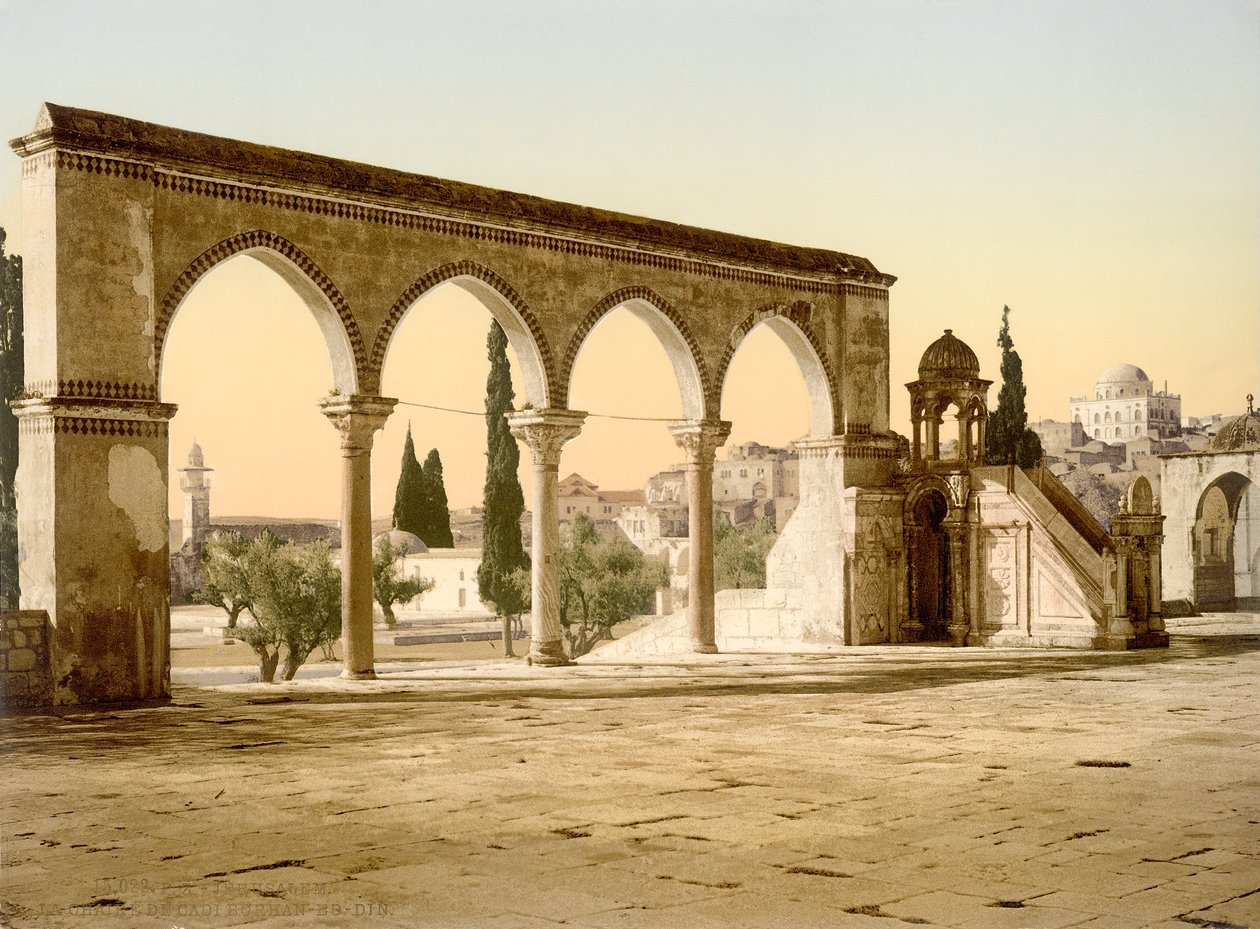 Tempelberget - Esplanaden av Klippdomen, Jerusalem, ca 1880-1900 (fotokrom) av Swiss Photographer