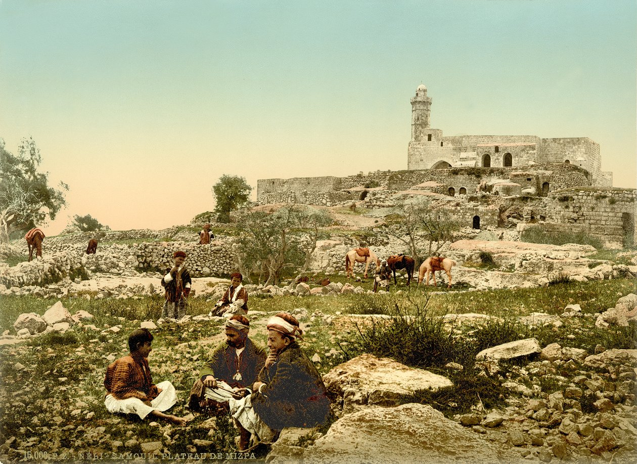 The Crusader Church of St. Samuel (nu en moské) i Neby Samwil, ca 1880-1900 (fotokrom) av Swiss Photographer