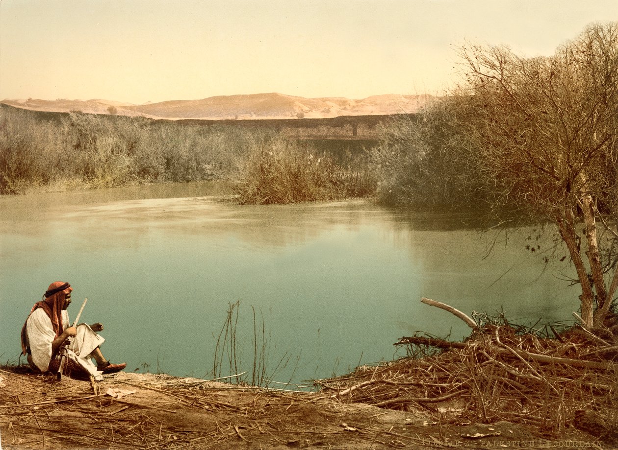 Jordanfloden ser österut mot Transjordanien, ca 1880-1900 (fotokrom) av Swiss Photographer