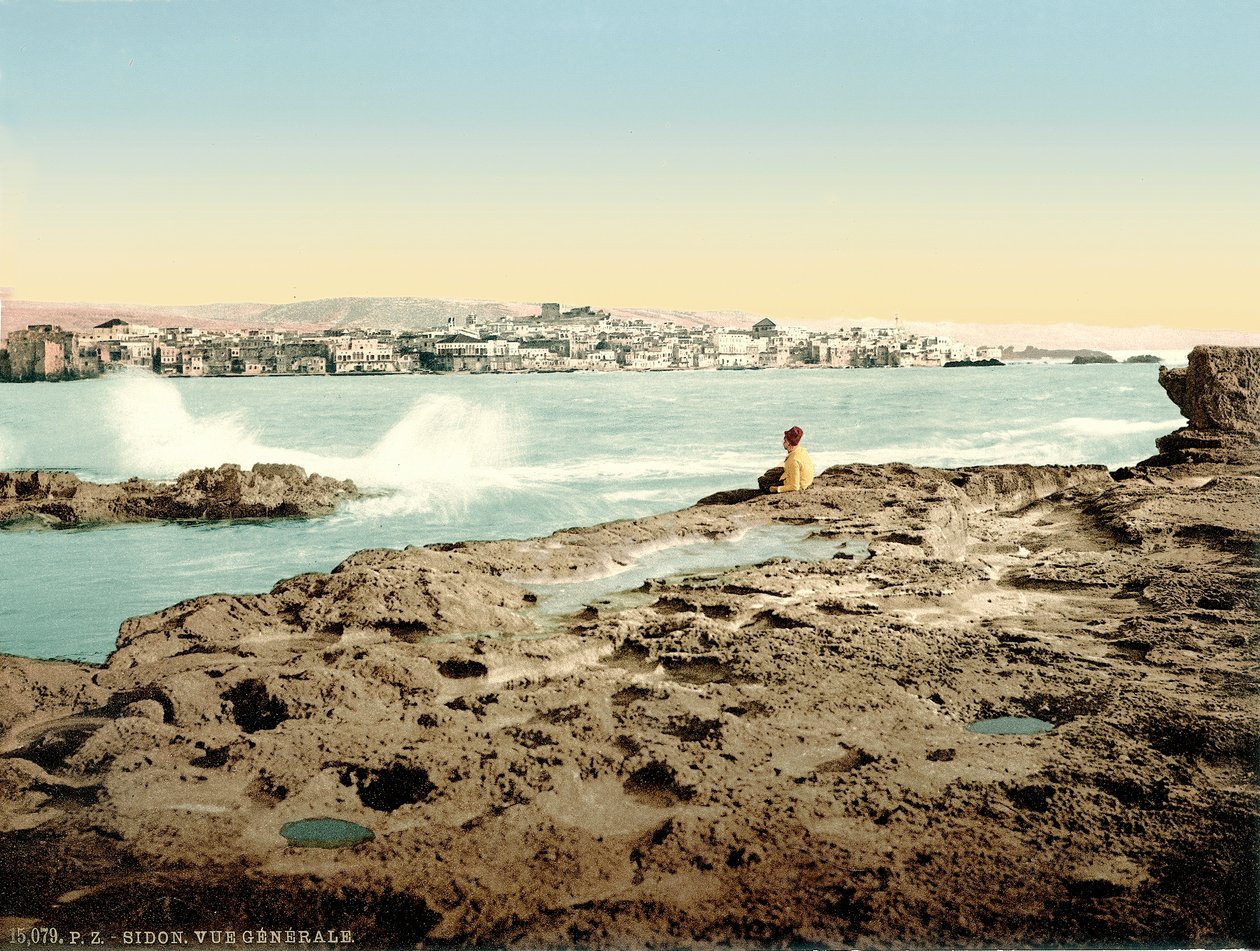 Utsikt över Sidon, ca 1880-1900 (fotokrom) av Swiss Photographer
