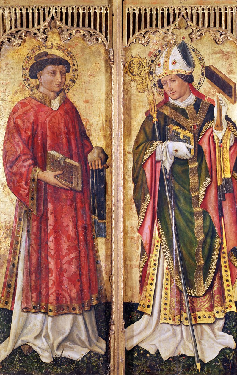 St. Stephen och St. Blaise, från altartavlan av Pierre Rup, c.1450 av Swiss School