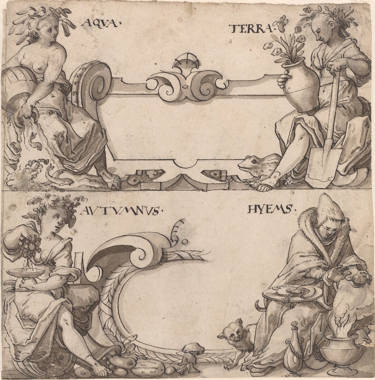 Vatten och jord/Höst och vinter av Swiss 16th Century