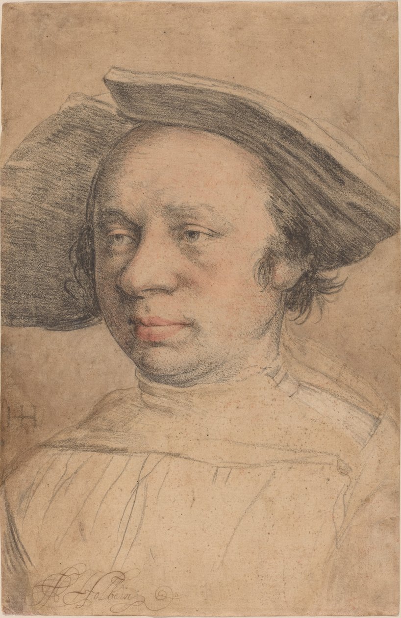 Porträtt av en man i en bredbrättad hatt av Swiss 16th Century after Hans Holbein the Younger