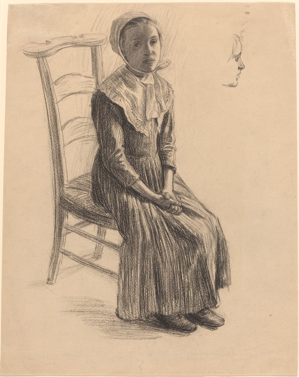 Sittande flicka i bondedräkt av Swiss 19th Century