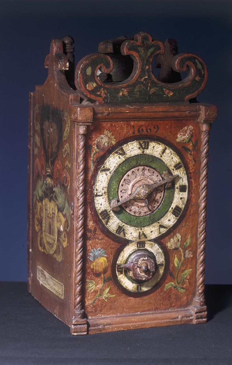 Väckarklocka, 1669 (trä) (se även 8029) av Swiss School