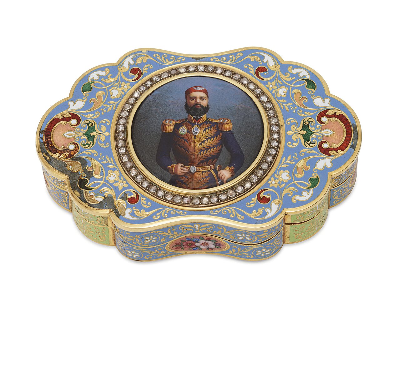 Guldlåda med emaljerat porträtt av vicekung Abbas I av Egypten, ca 1820 (guld, emalj och diamanter) av Swiss School