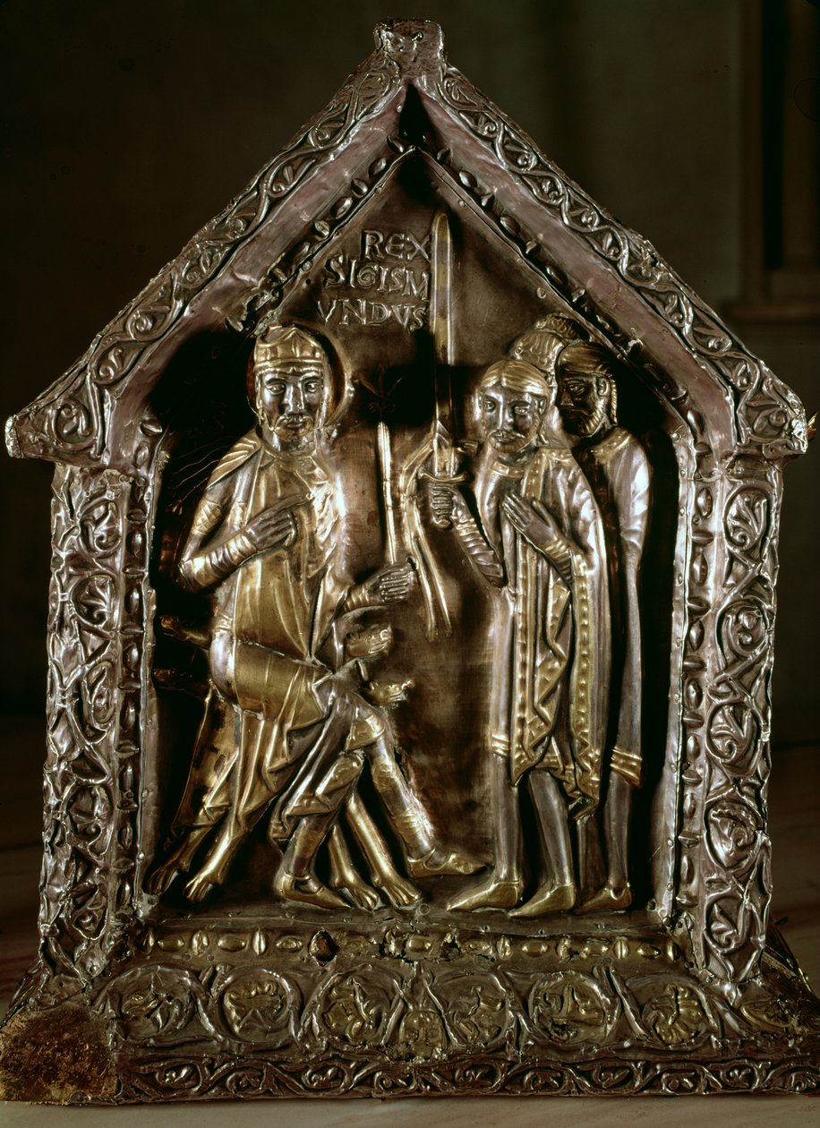 Reliquiekista för S:t Sigismunds söner, 1100-1300-tal (guld och silver) av Swiss School