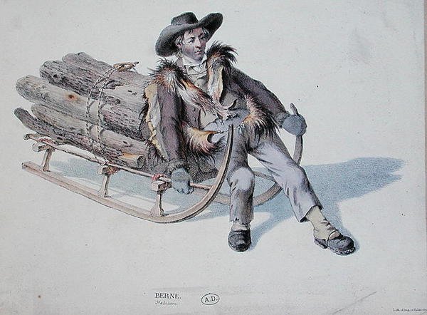 Slädare från Berndistriktet, tidigt 1800-tal (färgstick) av Swiss School