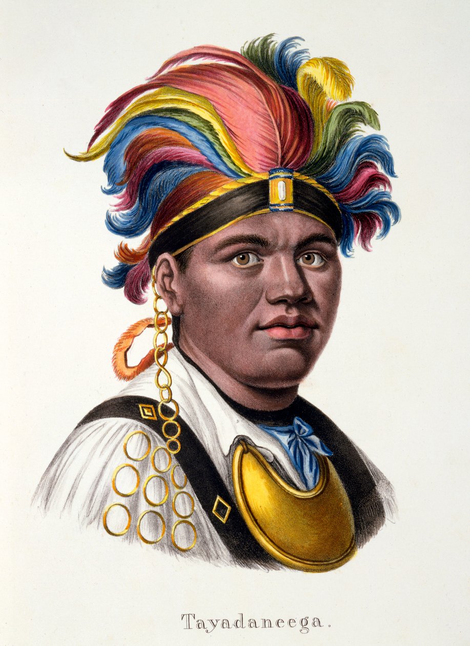 Tayadaneega: hövding på en av Stillahavsöarna, från etnologiska studier av olika rastyper från olika kontinenter, av C.I. Brodtmann, 1824 av Swiss School