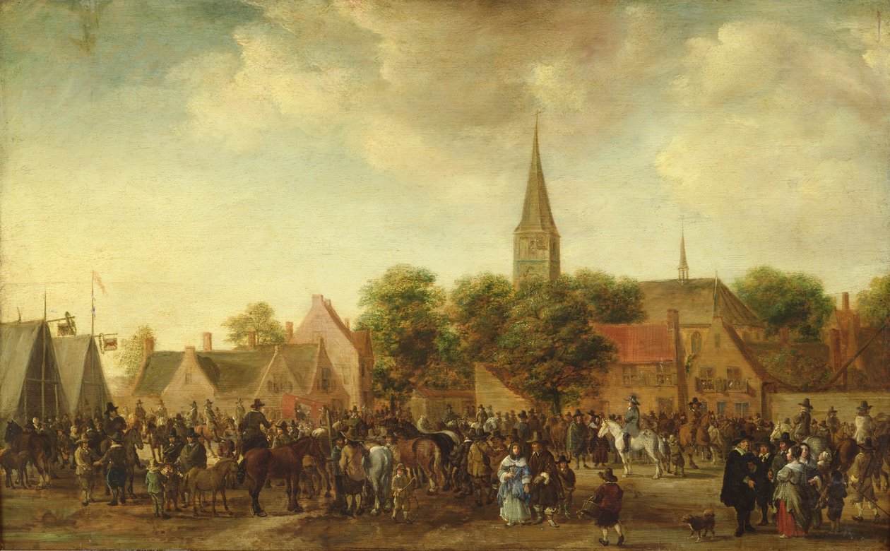 Hästmarknad på Valkenburg av Sybrandt van Beest