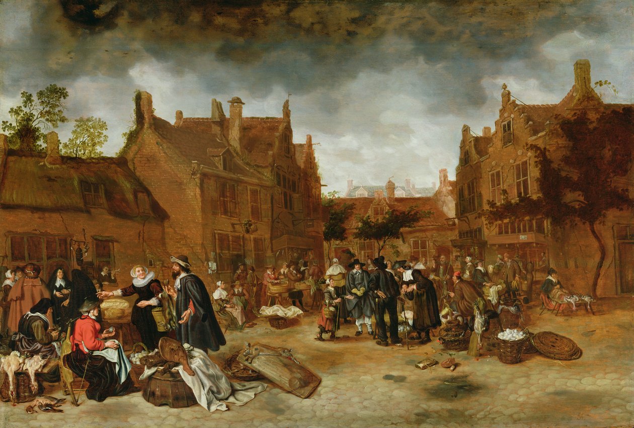 En marknadsplats på vintern, 1653 av Sybrandt van Beest