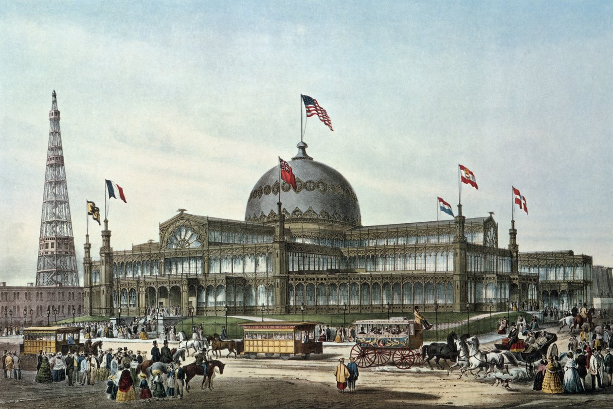 New York Crystal Palace, byggt för världsutställningen 1853 av Sydney Currie