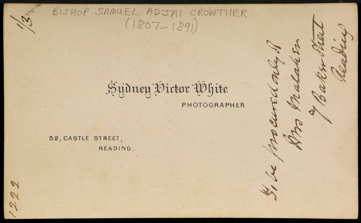 Fotografens avtryck, 1870-talet (baksidan av 373697) (tryckt kort) av Sydney Victor White