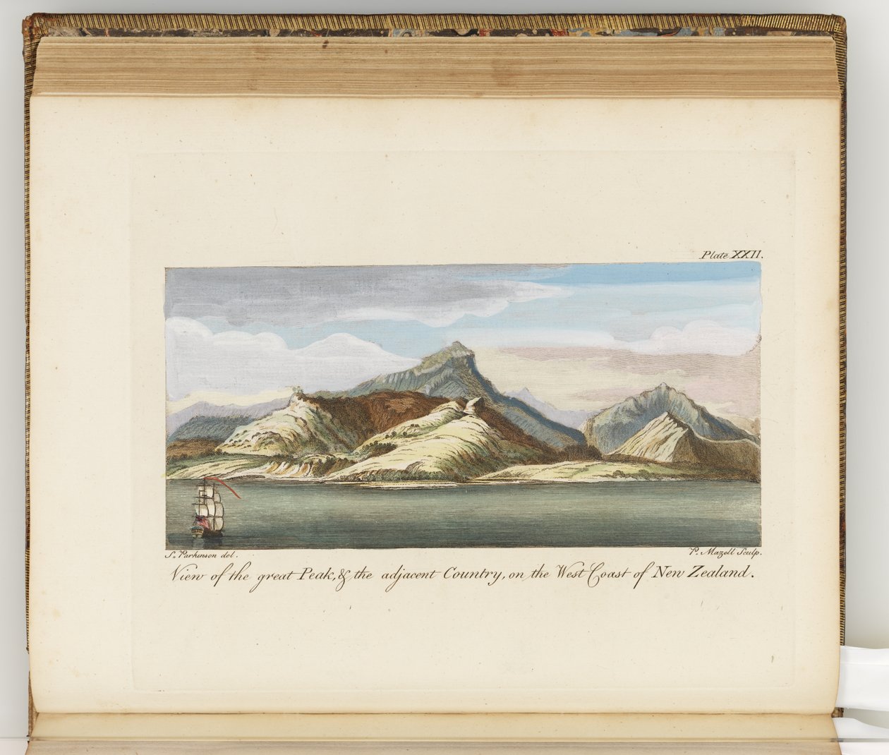 View of the Great Peak, illustration från A journal of a voyage to the South Seas: in His Majestys ship, the Endeavour, 1794 (handfärgad gravyr) av Sydney
