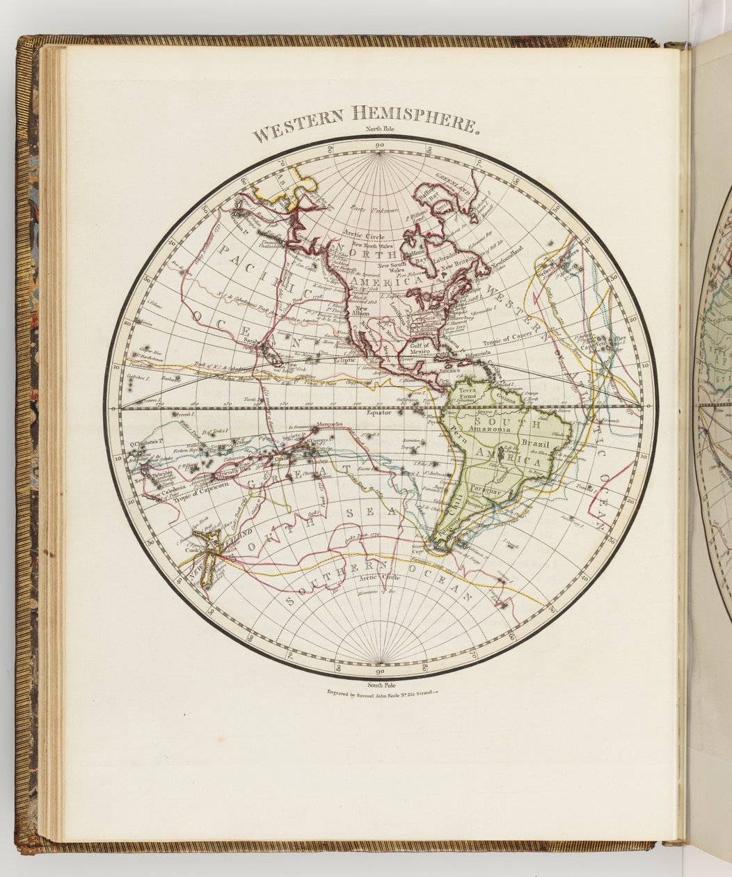 Karta över det västra halvklotet, illustration från "A journal of a voyage to the South Seas: in His Majesty
