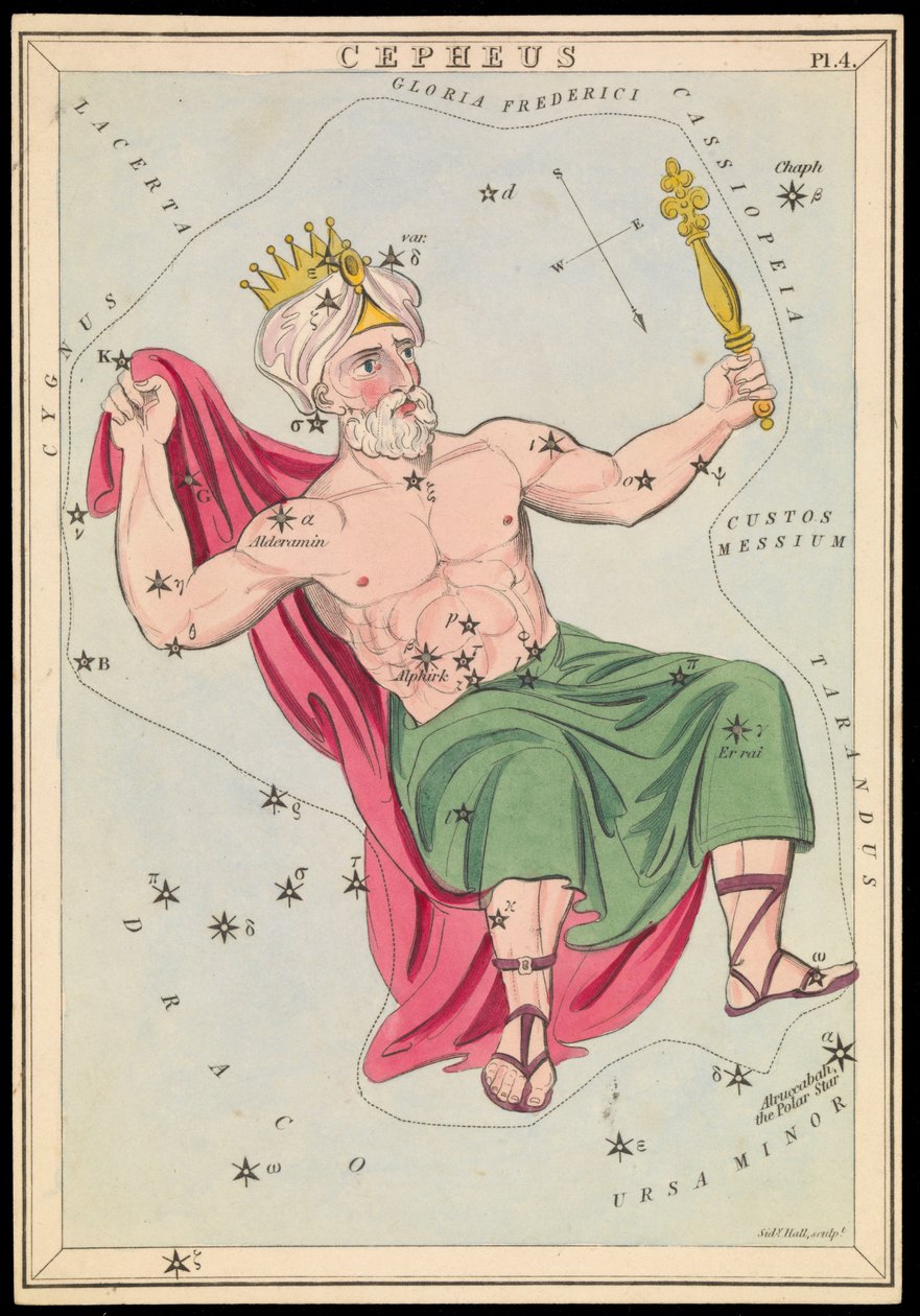Cepheus, ca 1825 (kort, papper, vävnad ) av Sydney Hall