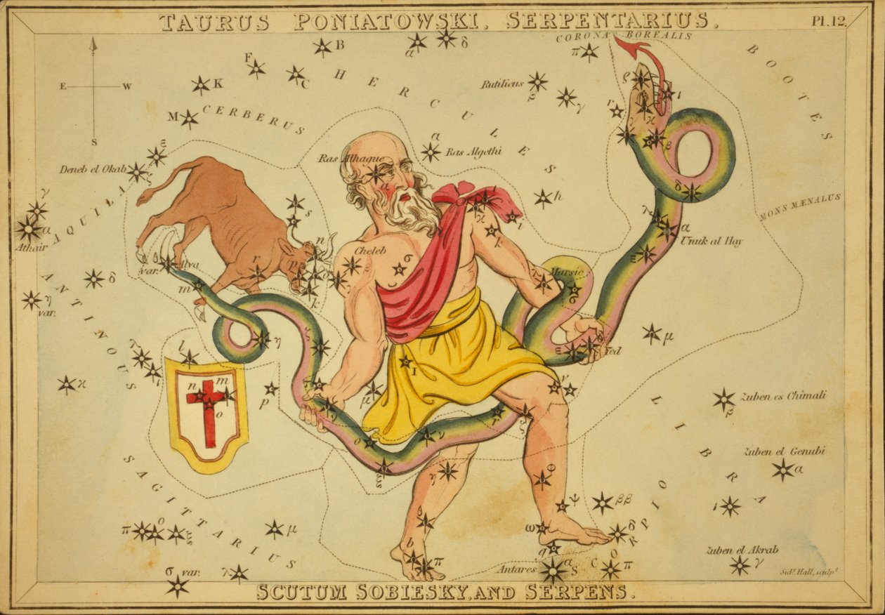 Taurus Poniatowski, Serpentarius, Scutum Sobiesky och Serpens, Illustration från 