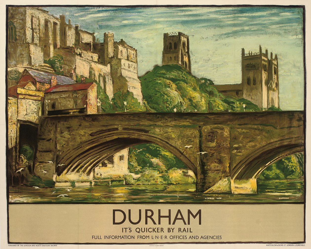 En affisch från British Railways som annonserar Durham, ca 1935 (färglitografi) av Sydney Lee