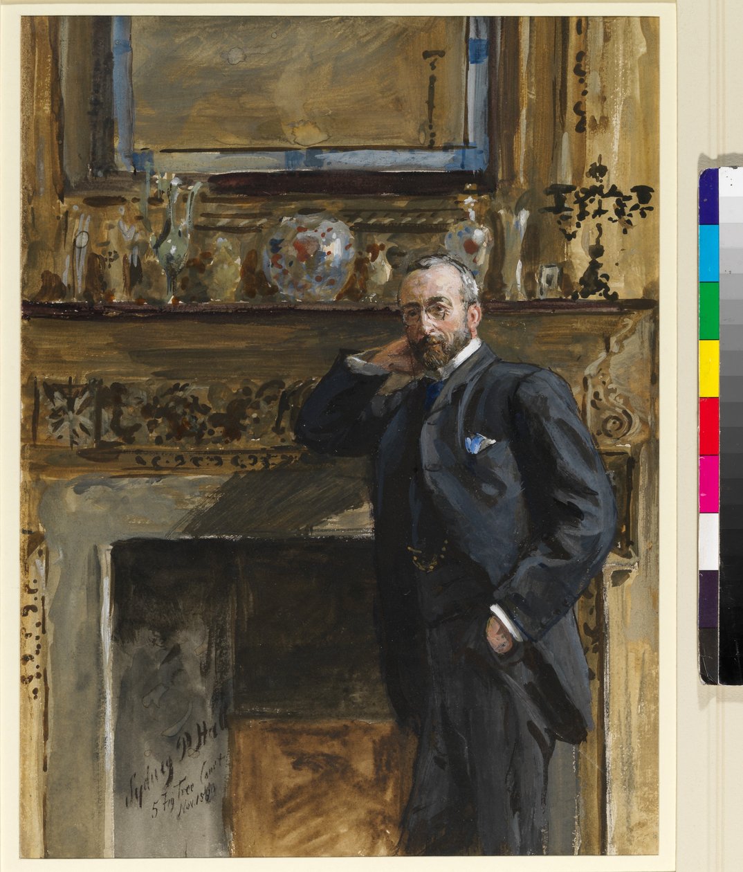Herr i en interiör på 5 Fig Tree Court, 1890 av Sydney Prior Hall