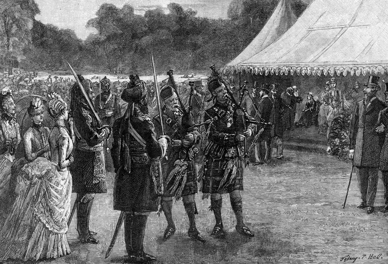 Det kungliga tältet vid jubileumsträdgårdsfesten, Buckingham Palace, London, sent 1800-tal, 1900. av Sydney Prior Hall