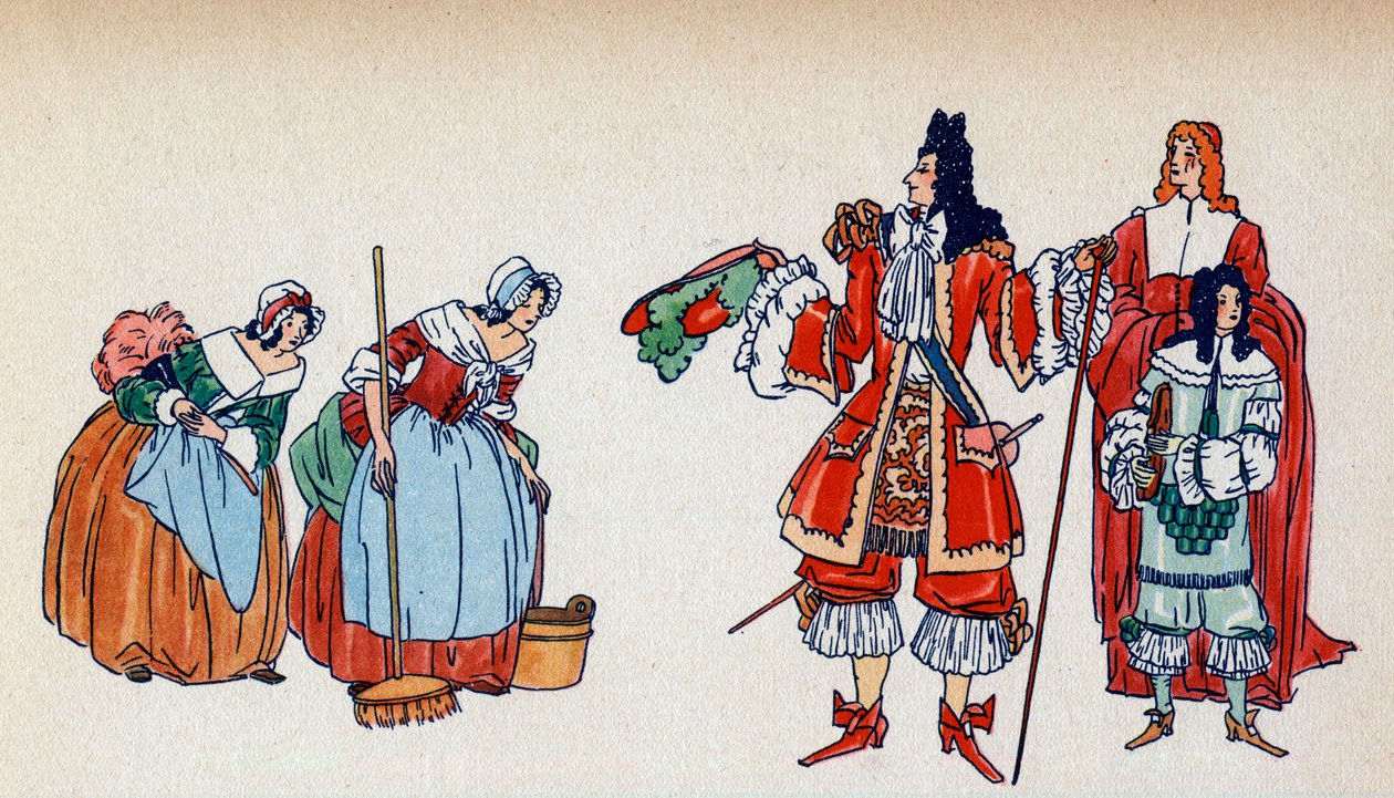 Ludvig XIV:s artighet - Illustration av Sylvain Sauvage (1888-1948) till boken "Louis XIV" av Frantz Funck-Brentano (1862-1947) från 1938 - Uppmärksamhet! Användning av detta verk kan vara föremål för en tredje av Sylvain Sauvage