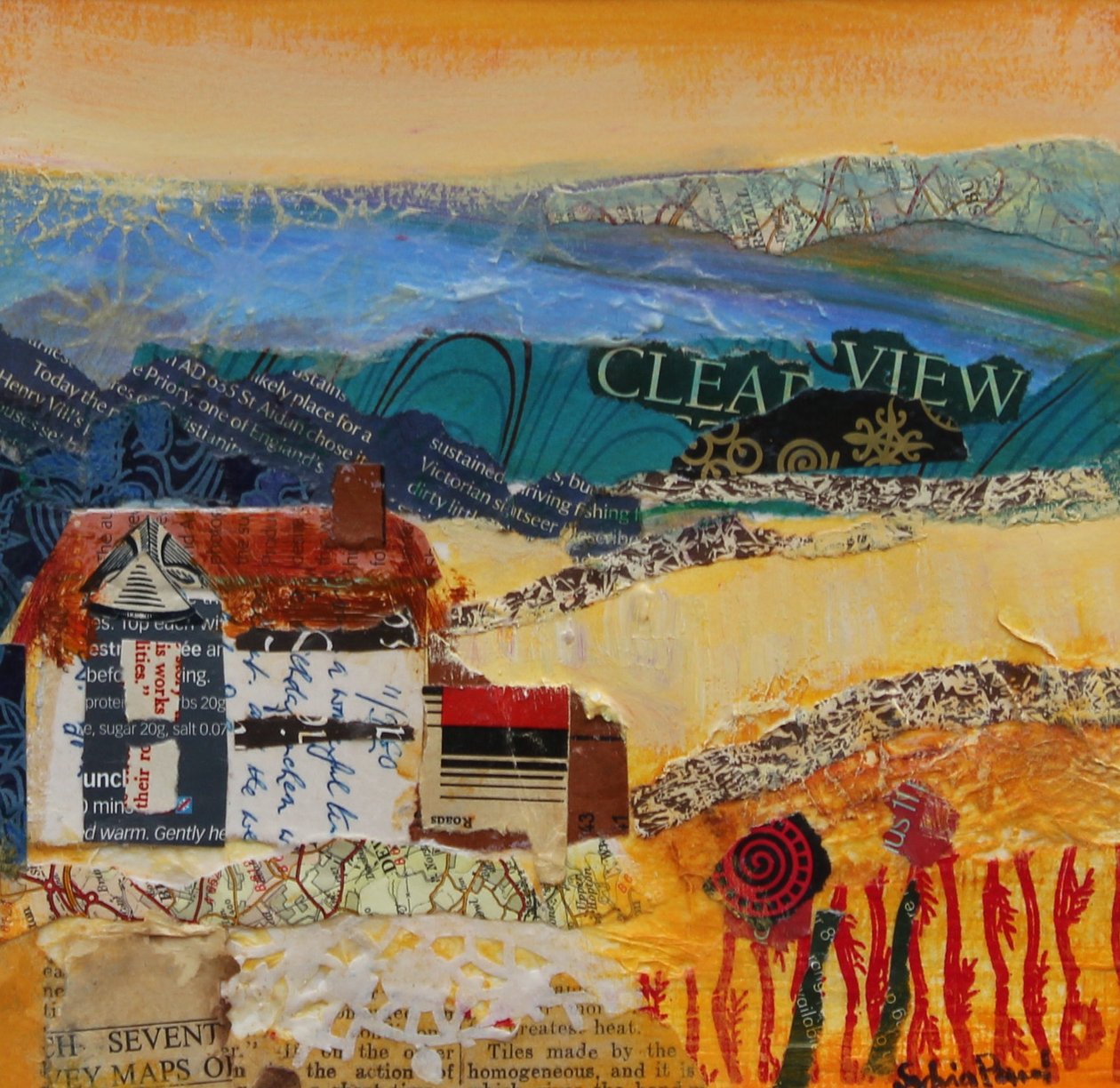 A Clear View 2013, collage av akrylpapper av Sylvia Paul