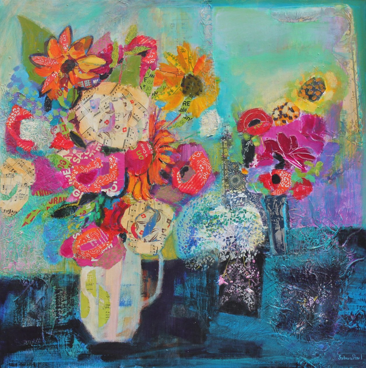 Bring me Sunshine 2013 akrylpapperscollage av Sylvia Paul