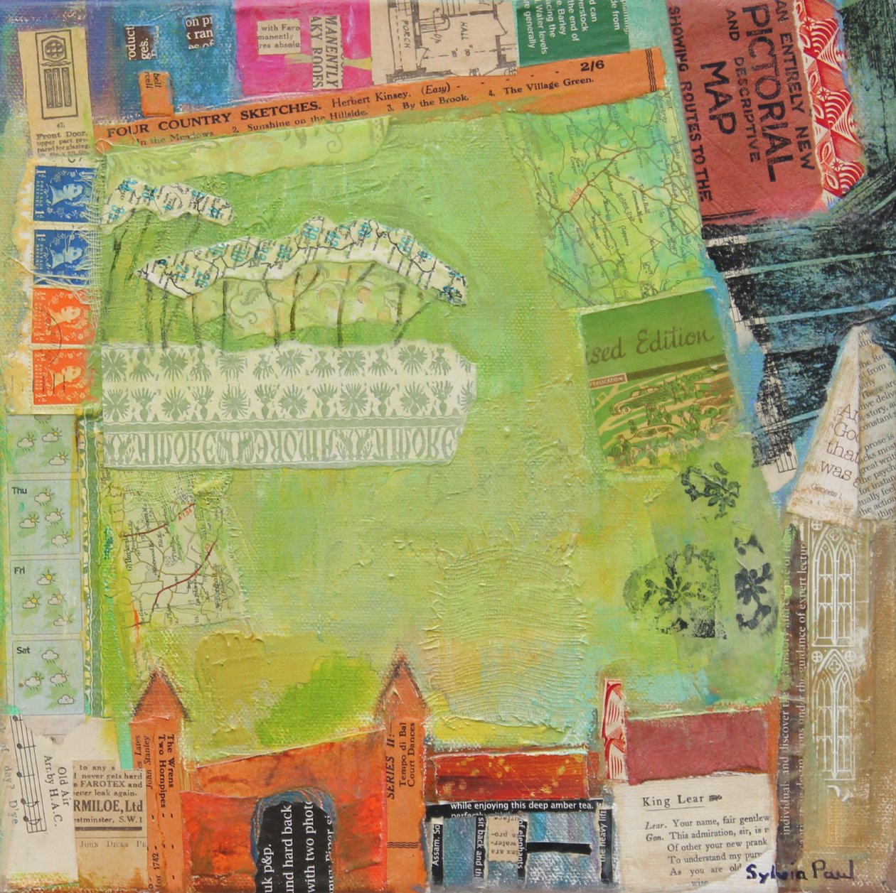 The Green 2012, akrylpapperscollage av Sylvia Paul