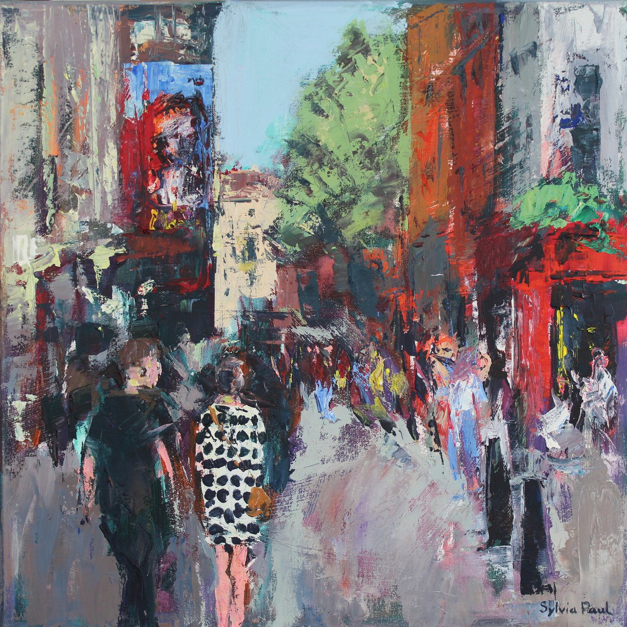 Spotty Dress London, 2024 (akryl) av Sylvia Paul