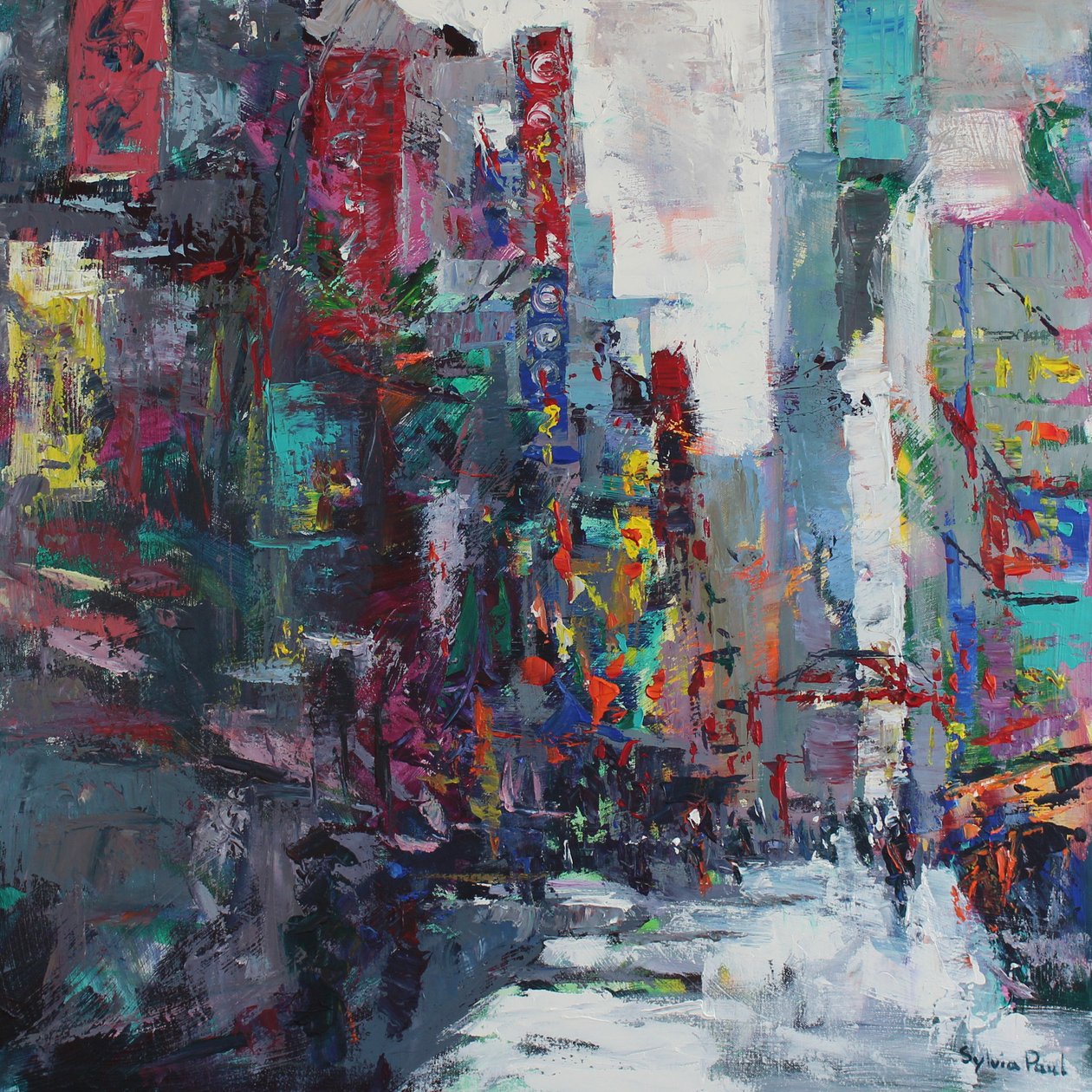 Tokyo Street, 2024 (akryl) av Sylvia Paul