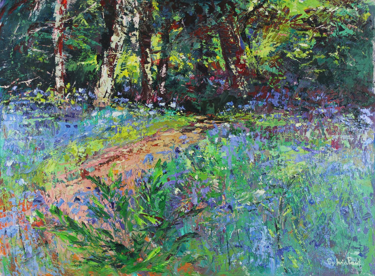 Woodland Wander, 2021 (olja på duk) av Sylvia Paul