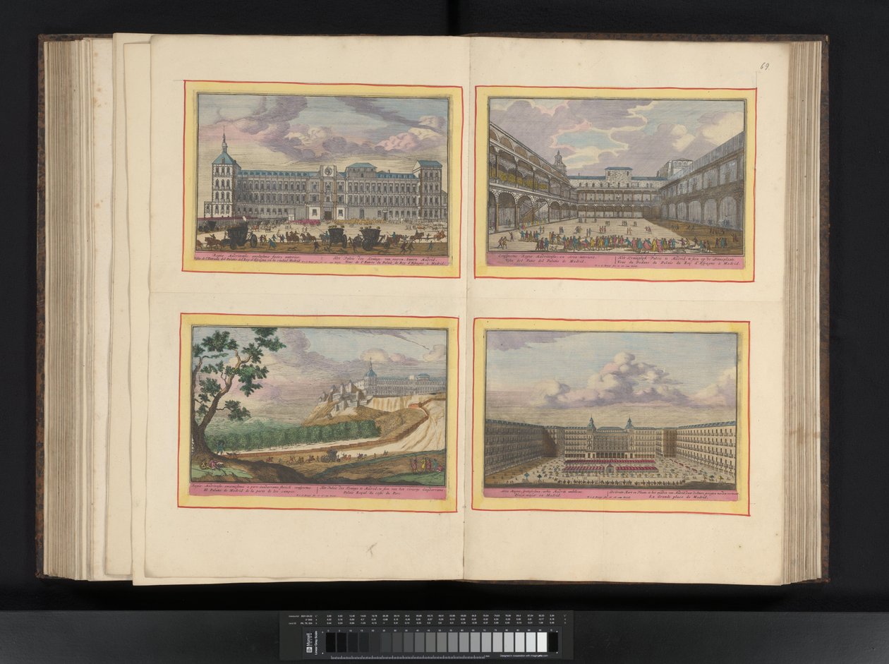 Utsikt över den muromgärdade staden Los Palacios Palacios (titel på objekt) av Symon Novelanus (possibly)