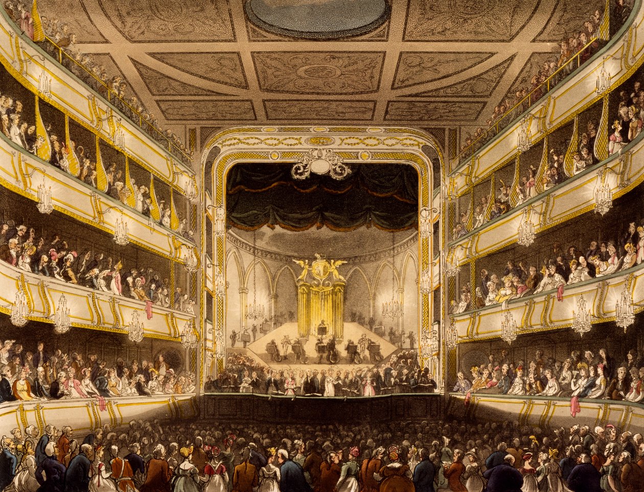 Covent Garden Theatre, från "Microcosm of London" av R. Ackermann, 1808 av Pugin and Rowlandson