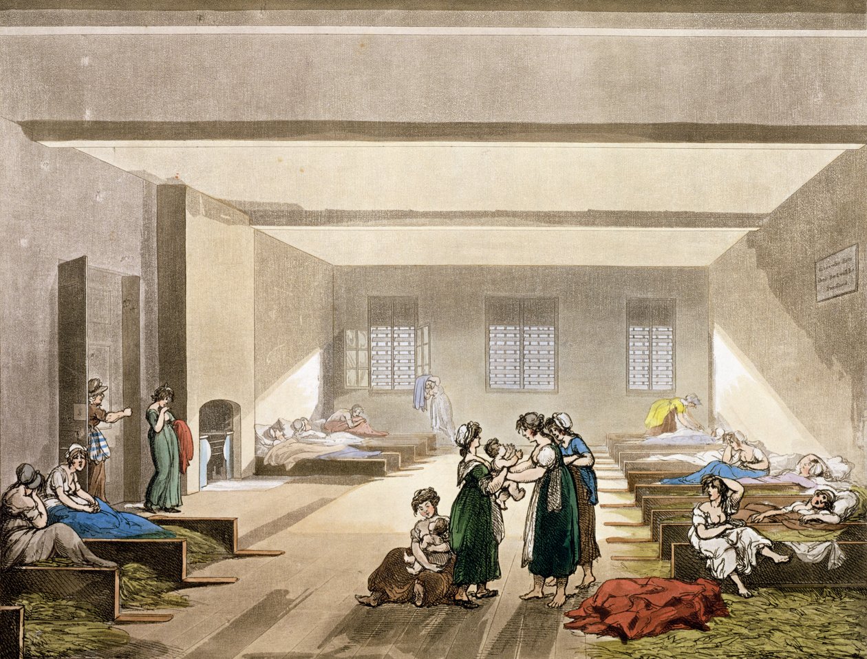 Pass-Room, Bridewell, från Ackermanns "Microcosm of London" av Pugin and Rowlandson
