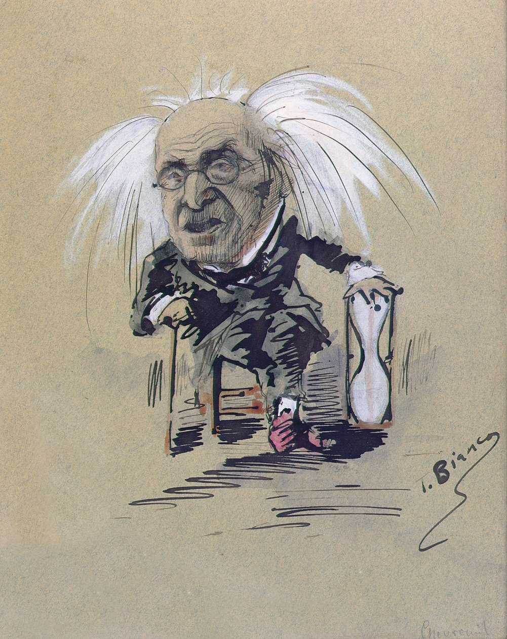 Karikatyr av Michel-Eugene Chevreul (1786-1889) ca 1885-89 (penna, bläck och gouache på papper) av T. Bianco