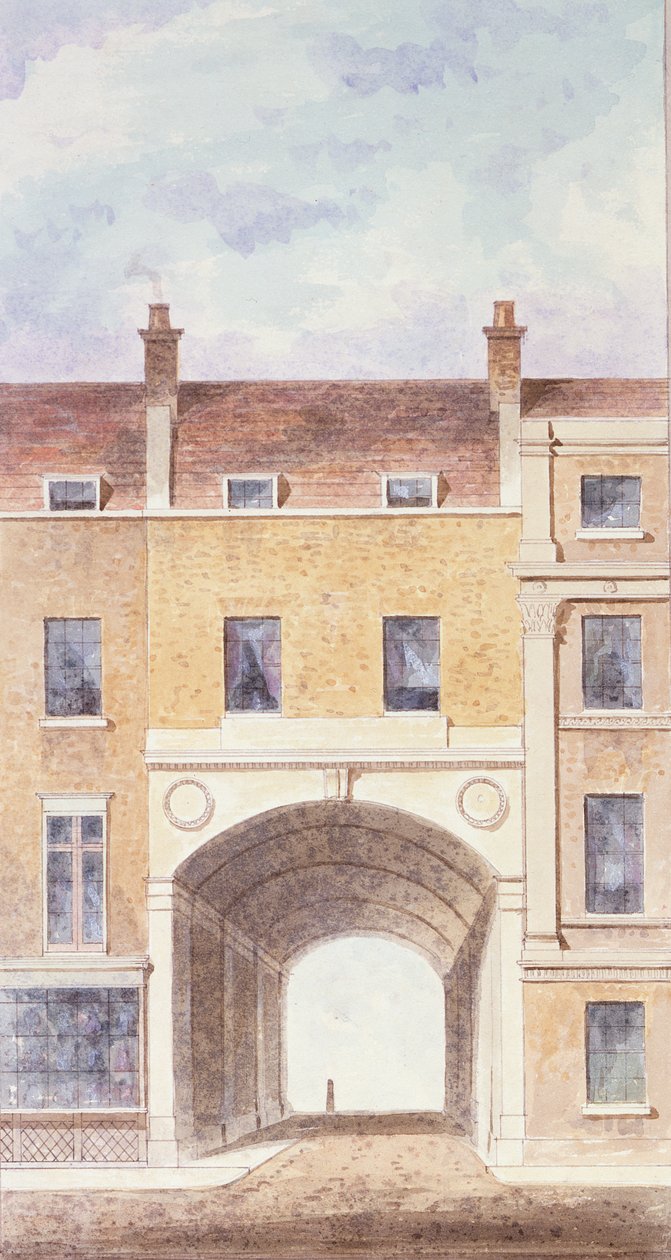 Den förbättrade ingången till Scotland Yard, 1824 av T. Chawner