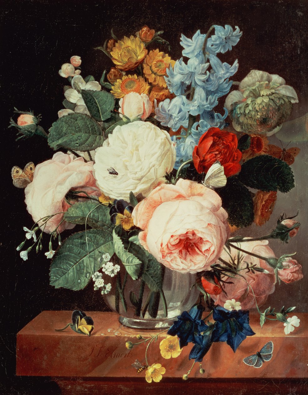 Vas med blommor på en marmorkant av T.F. Ehaerts