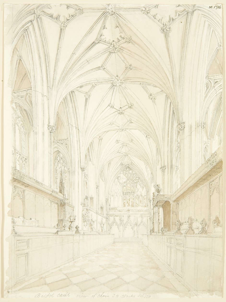 Kör av Bristol Cathedral ser österut av T.H. Clarke