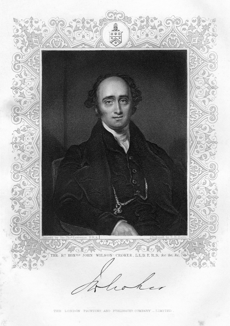 John Wilson Croker 1780-1857, irländsk statsman och författare, 1800-talet. av TH Parry