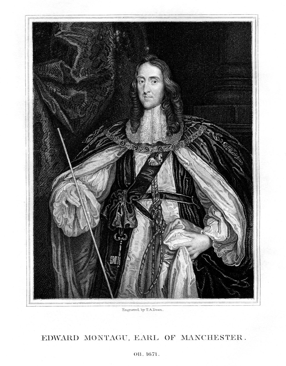Edward Montagu, 2:e earl av Manchester, engelsk soldat, 1828. av T. A. Dean