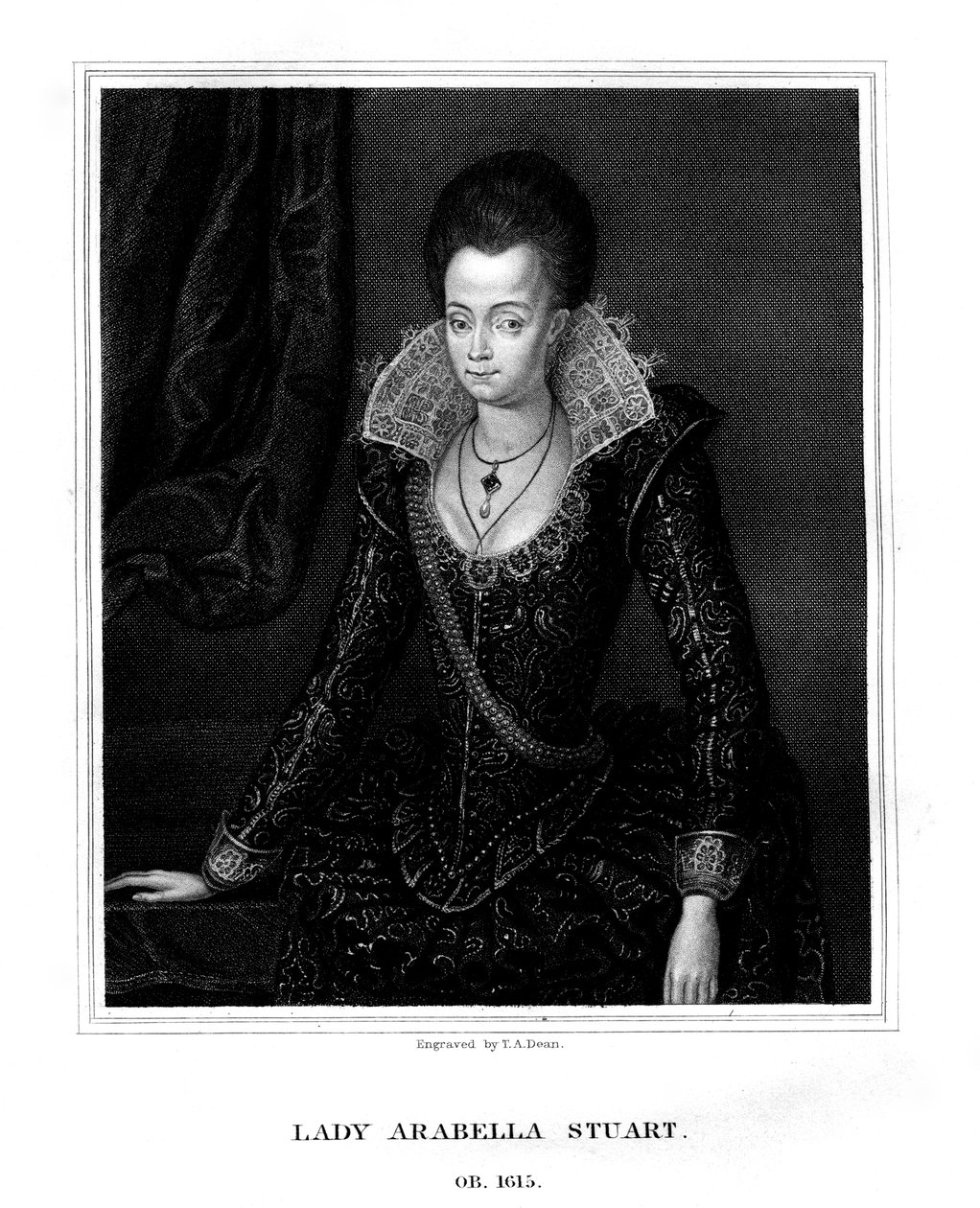 Lady Arabella Stuart, hertiginna av Somerset, 1826. av T. A. Dean