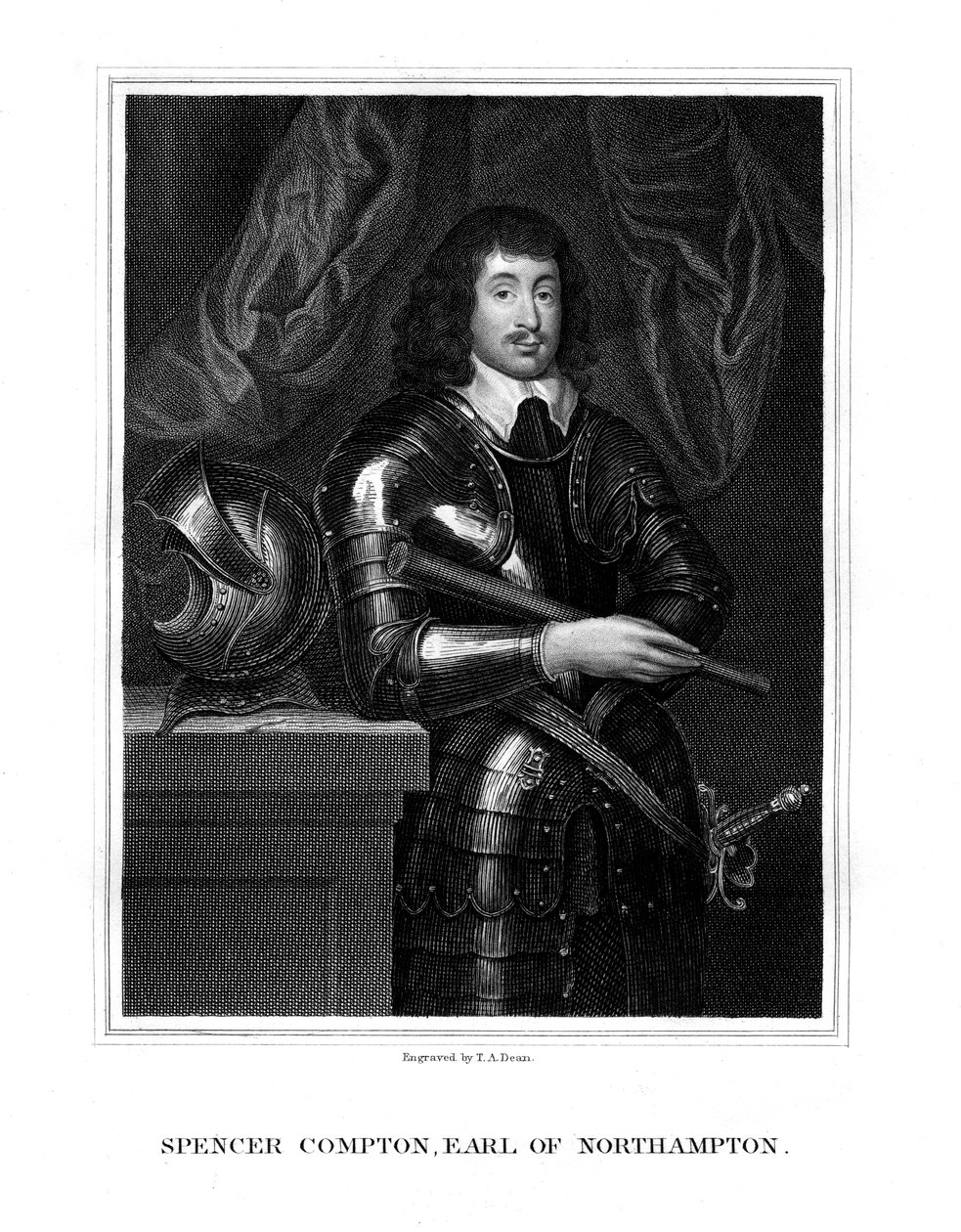 Spencer Compton, 2nd Earl of Northampton, royalistsoldat, 1827 av T. A. Dean