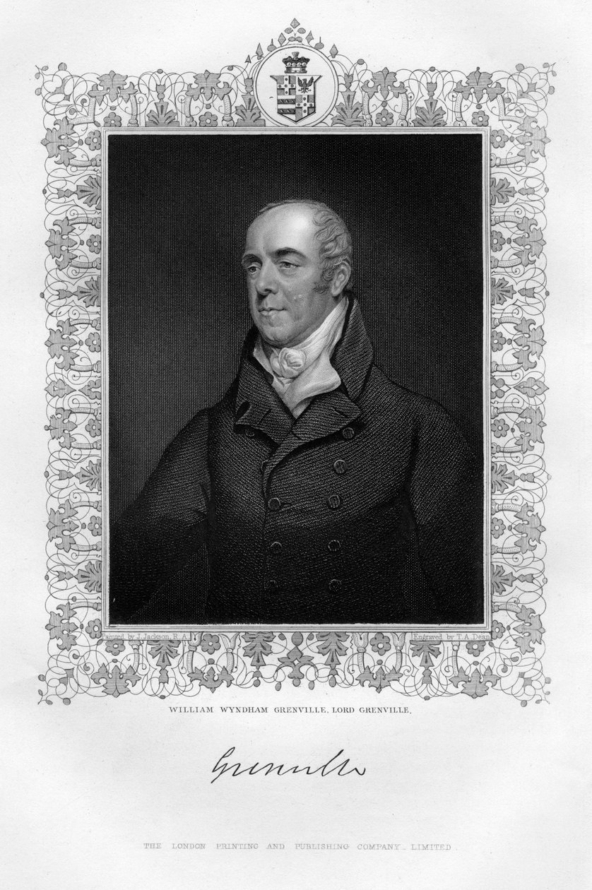 William Wyndham Grenville 1759-1834, 1:e baron Grenville, engelsk politiker, 1800-talet. av T. A. Dean