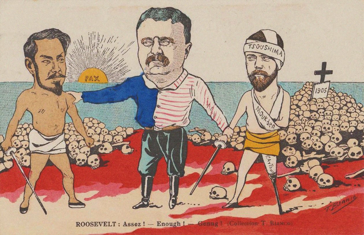 Roosevelt: Assez! - Tillräckligt! - Genug! En karikatyr om fördraget i Portsmouth, 1905. av T. Bianco
