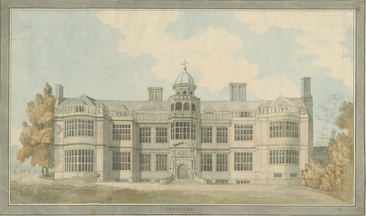 Ingestre Hall: akvarellmålning, nd [1791] av T Carter