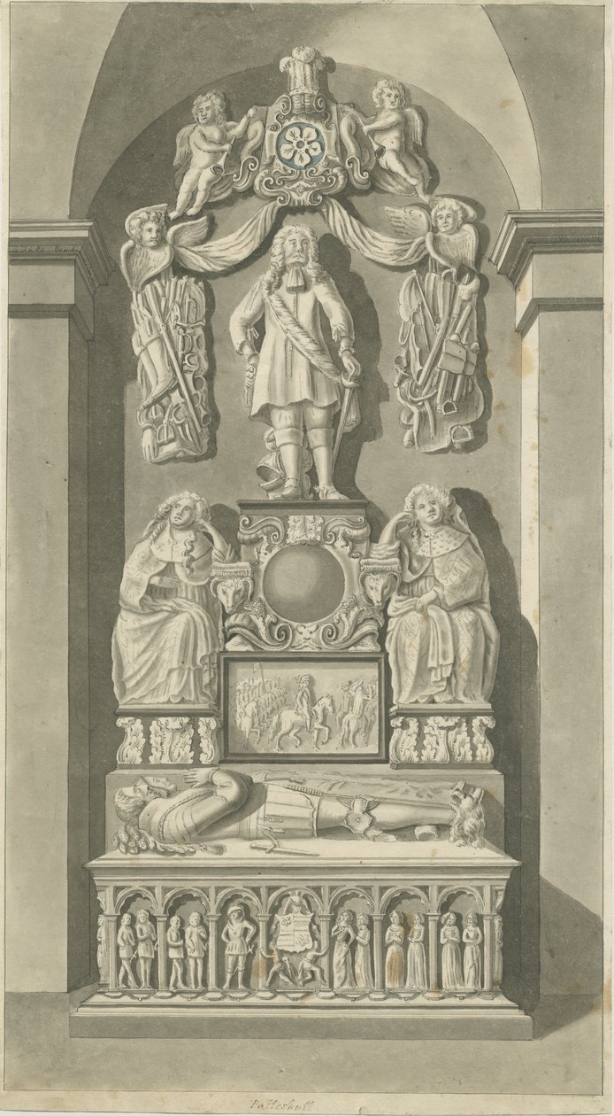 Interiör av Patshull Church - Astley-gravar: sepiateckning, nd [sent 1700-tal] (tryck) av T Carter