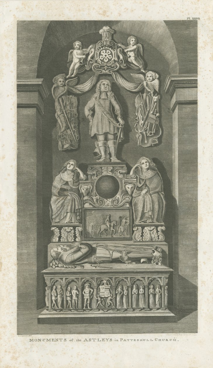 Interiör av Patshull Church - Astleys gravar: gravyr, [c 1799] (tryck) av T Carter