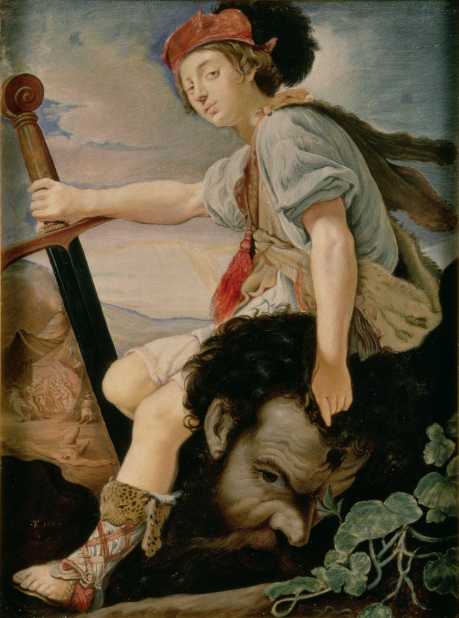 David med Goliats huvud av T. Flatman