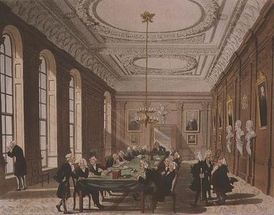 College of Physicians från Ackermanns "Microcosm of London" (färggravyr) av T. and Pugin A.C. Rowlandson
